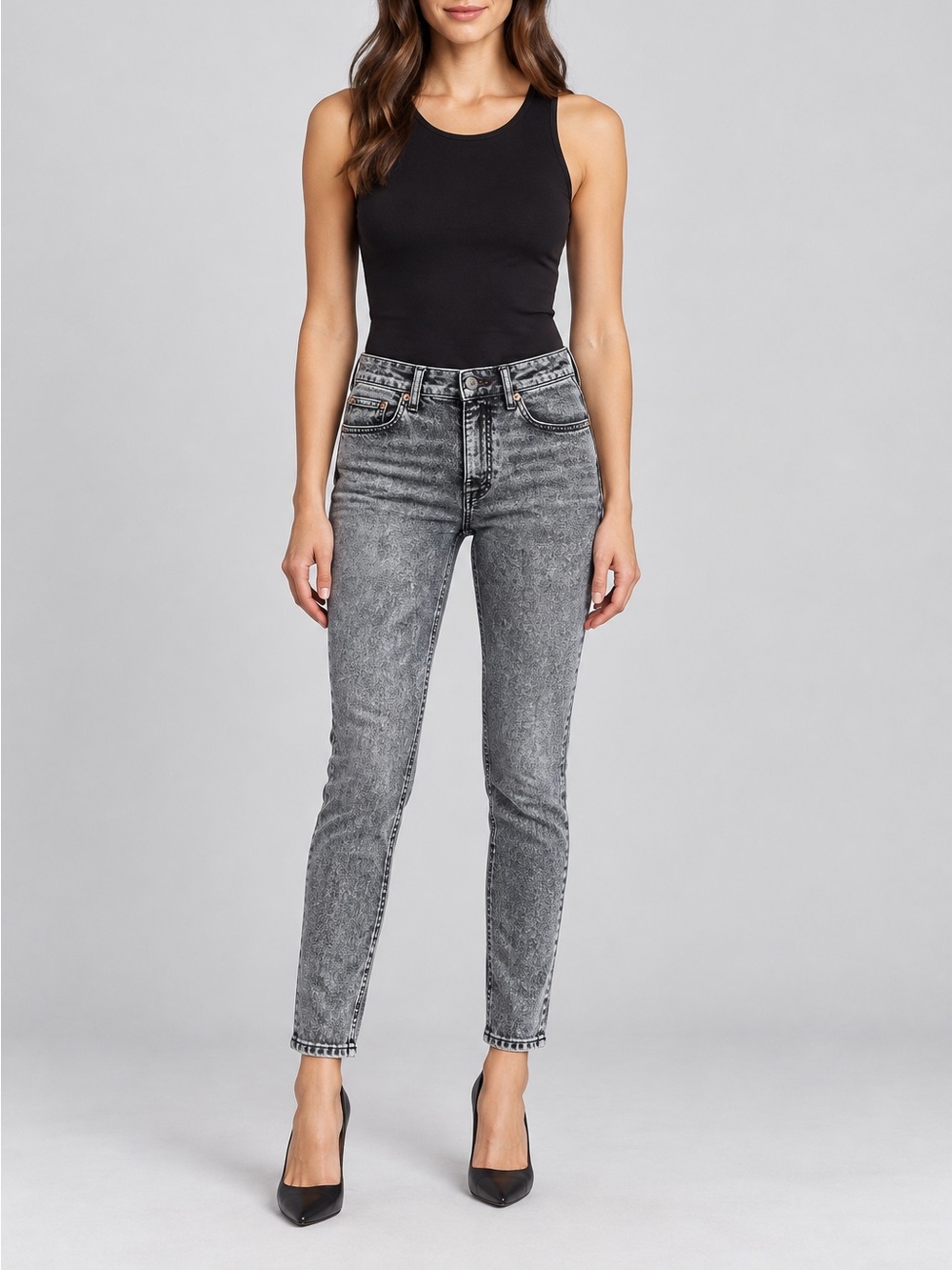 H&M GRAY ACID WASH SKINNY ANKLE JEANS | Y2K | SIZE 2